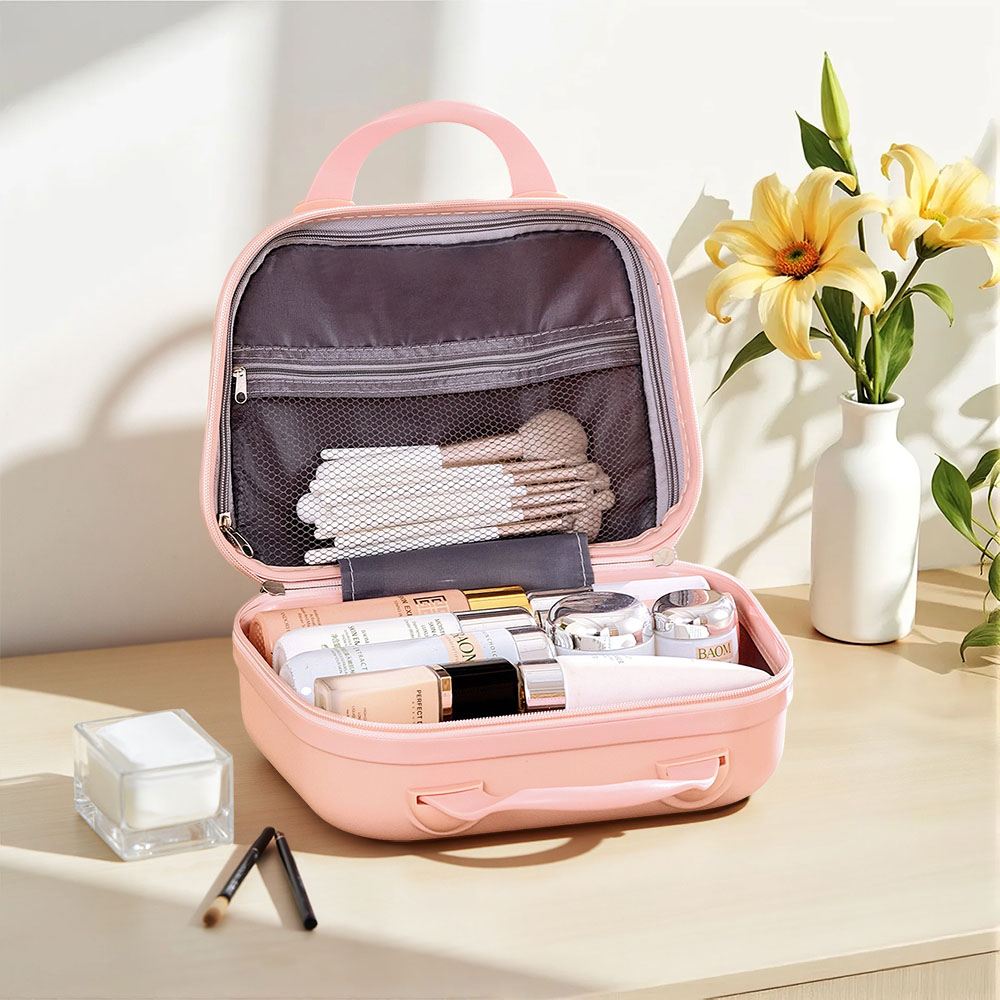 Living and Home Pink Portable Hard Shell Handheld Cosmetic Travel Case 30cm Image 5