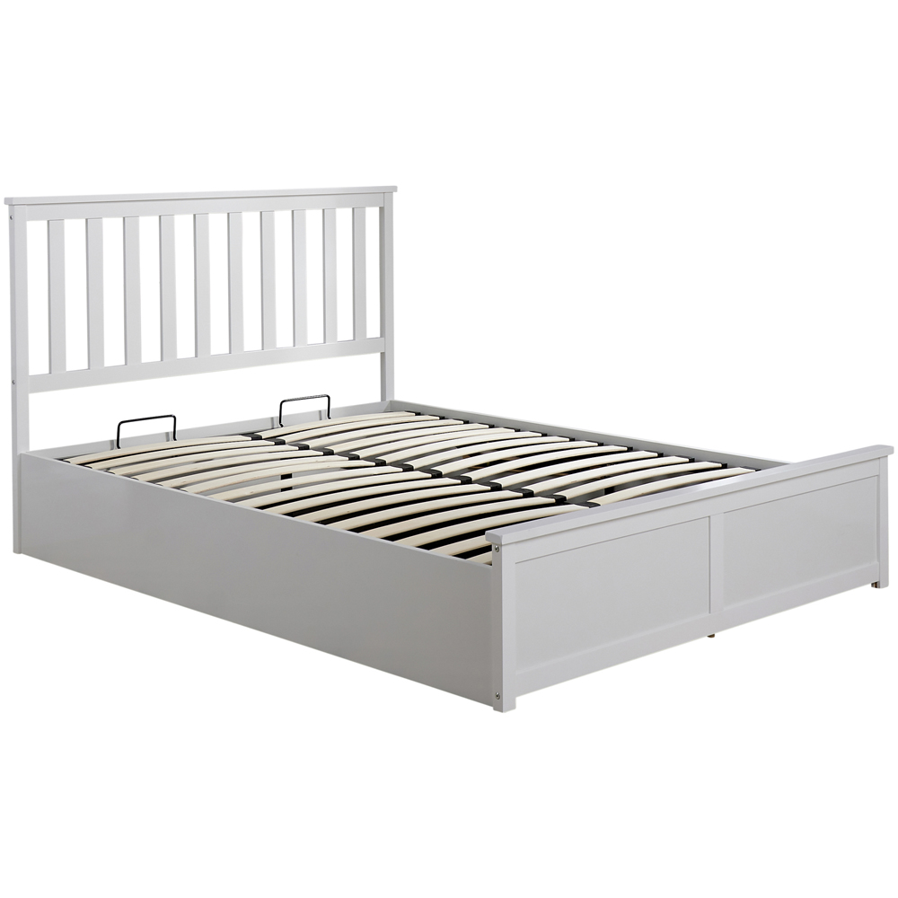 Home Source Florida Double White Wooden Ottoman Bed Frame Image 2