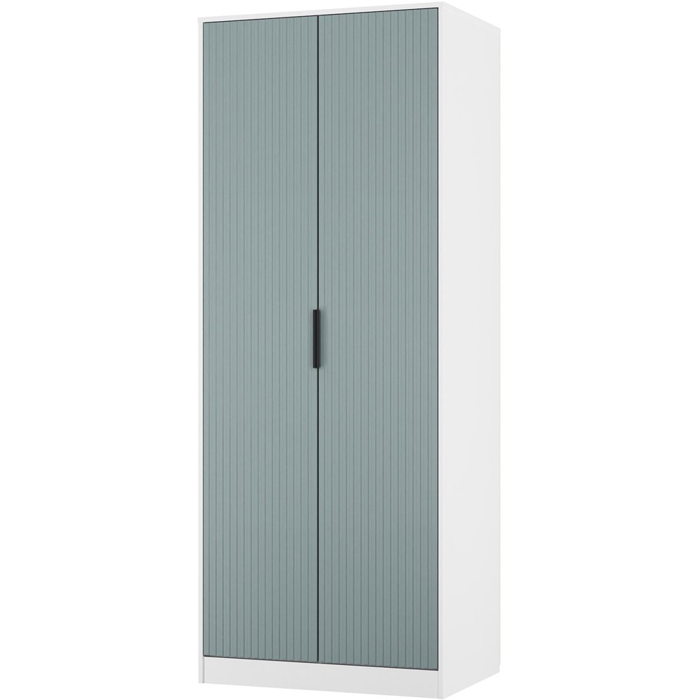 Crowndale Fluted 2 Door Duck and White Matt Tall Wardrobe Ready Assembled Image 4
