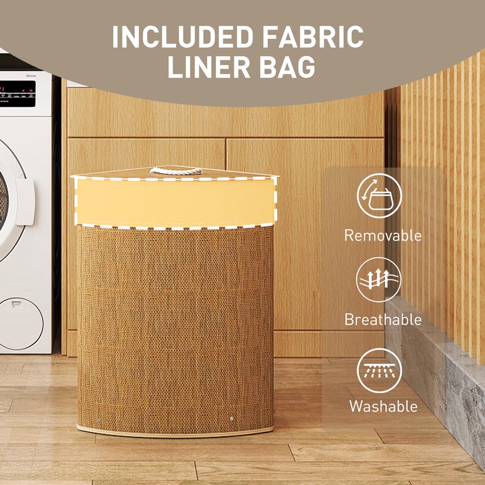 HOMCOM Brown Laundry Hamper 55L Image 6