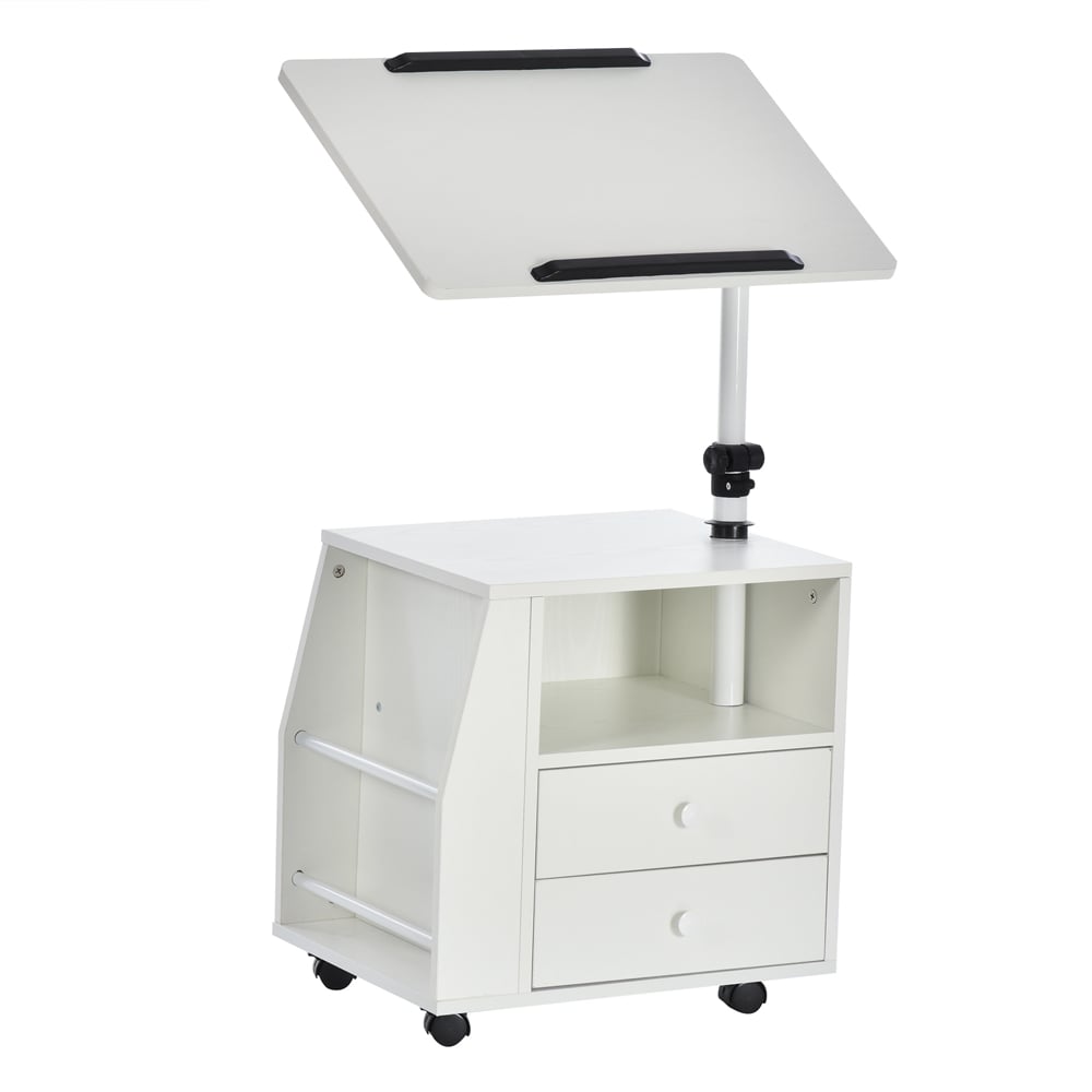 Portland 2 Drawer White Swivel Bedside Table Image 2