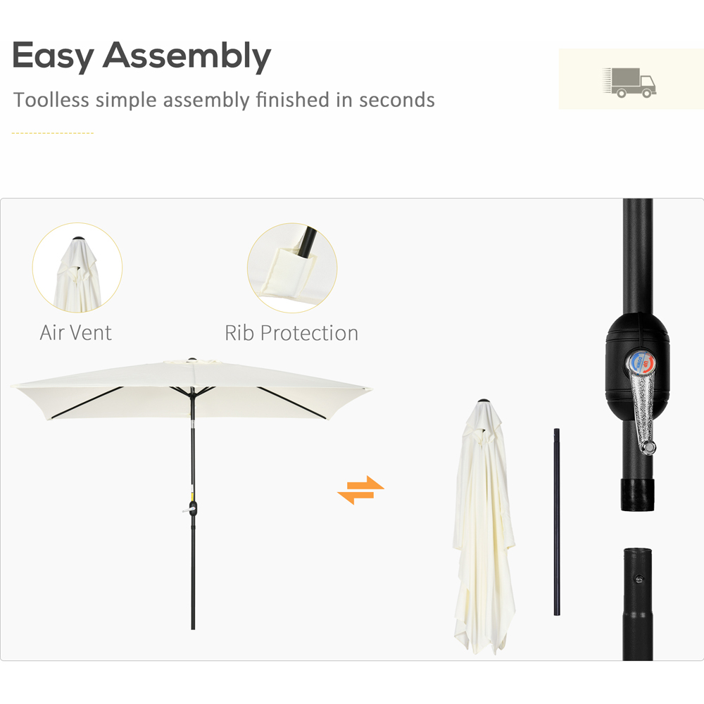 Outsunny Cream White Crank and Tilt Parasol 3 x 2m Image 6