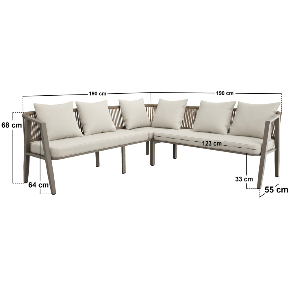 SOLACE+CO Dayton 6 Seater Beige Outdoor Corner Lounge Set Image 7