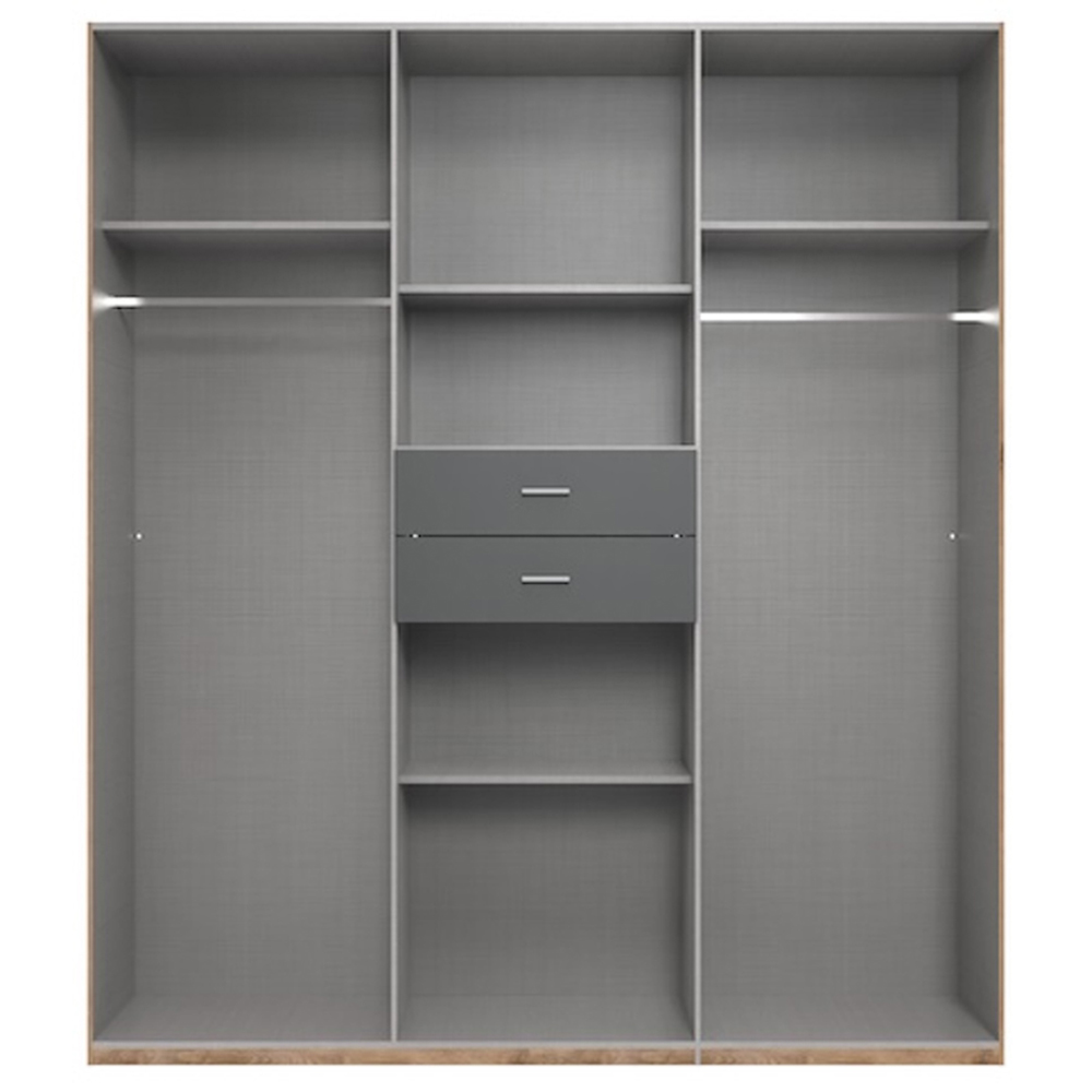 TJ'S Bristol 8 Door 2 Drawer White and Graphite Mirrored Wardrobe Image 3
