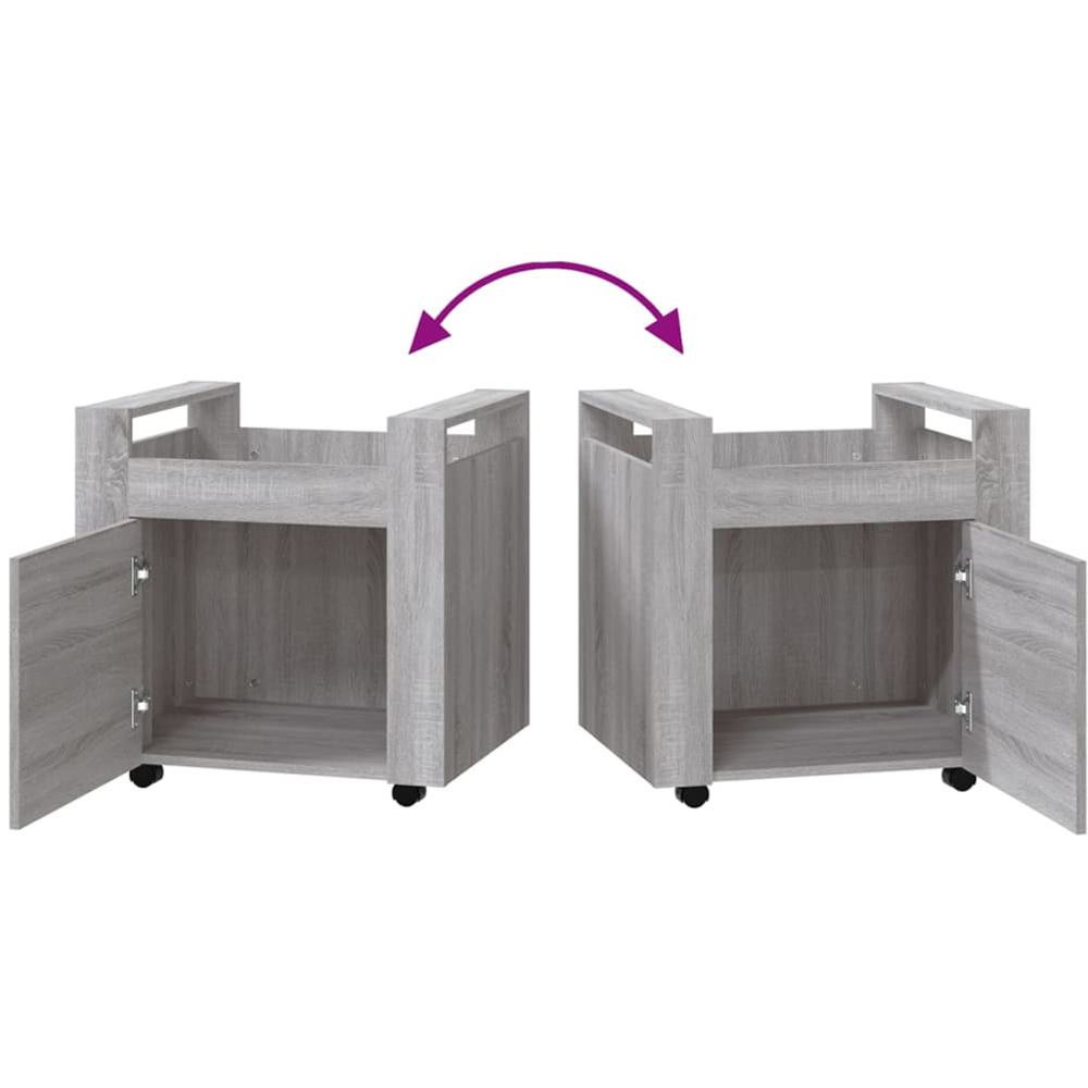 vidaXL Single Door Single Shelf Grey Sonoma Wooden Desk Trolley Image 8