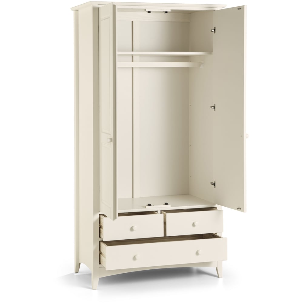 Julian Bowen Cameo 2 Door 3 Drawer Stone White Lacquered Wardrobe Image 4