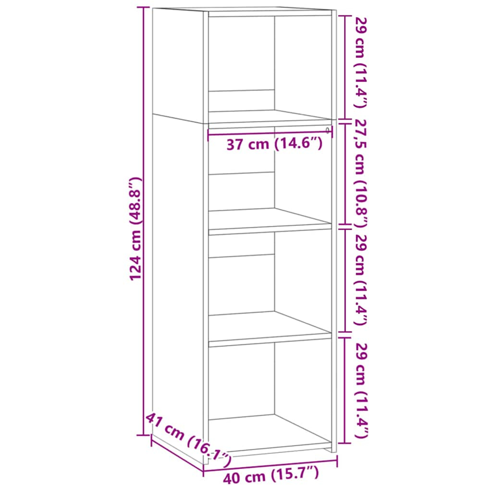 vidaXL 4 Shelf Black Highboard Image 9