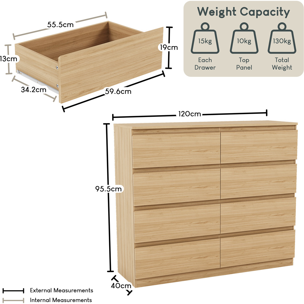VIDA DESIGNS Denver 8 Drawer Pine Chest of Drawers Image 9