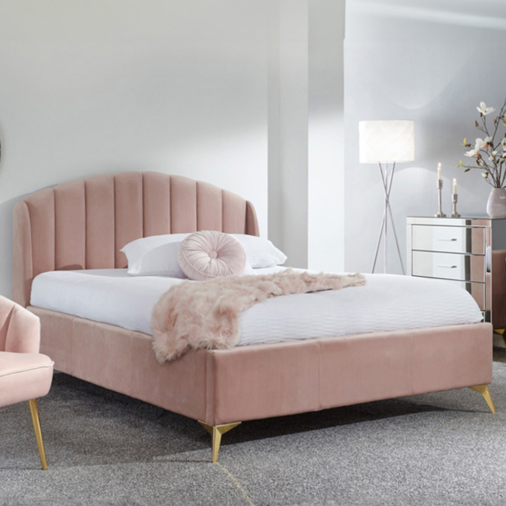GFW Pettine Double Blush Pink End Lift Ottoman Bed Image 1