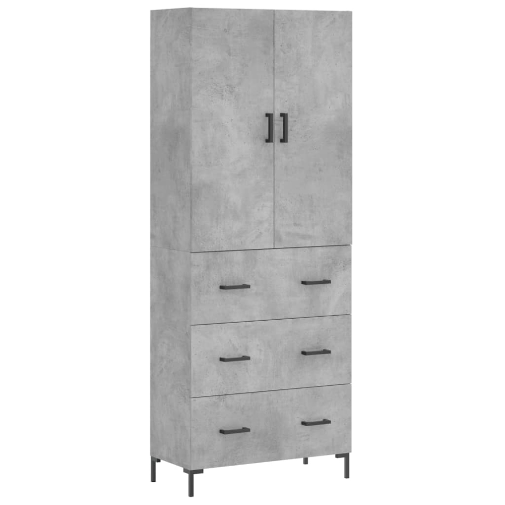 vidaXL 2 Door 3 Drawer Concrete Grey Highboard Image 2