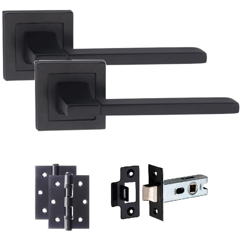 Golden Grace Matt Black Aztec Straight Door Handles Set Image 1