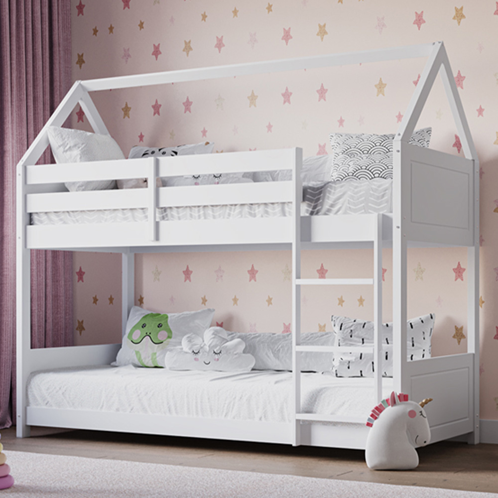 Flair Plation Single White Play House Low Bunk Bed Image 1