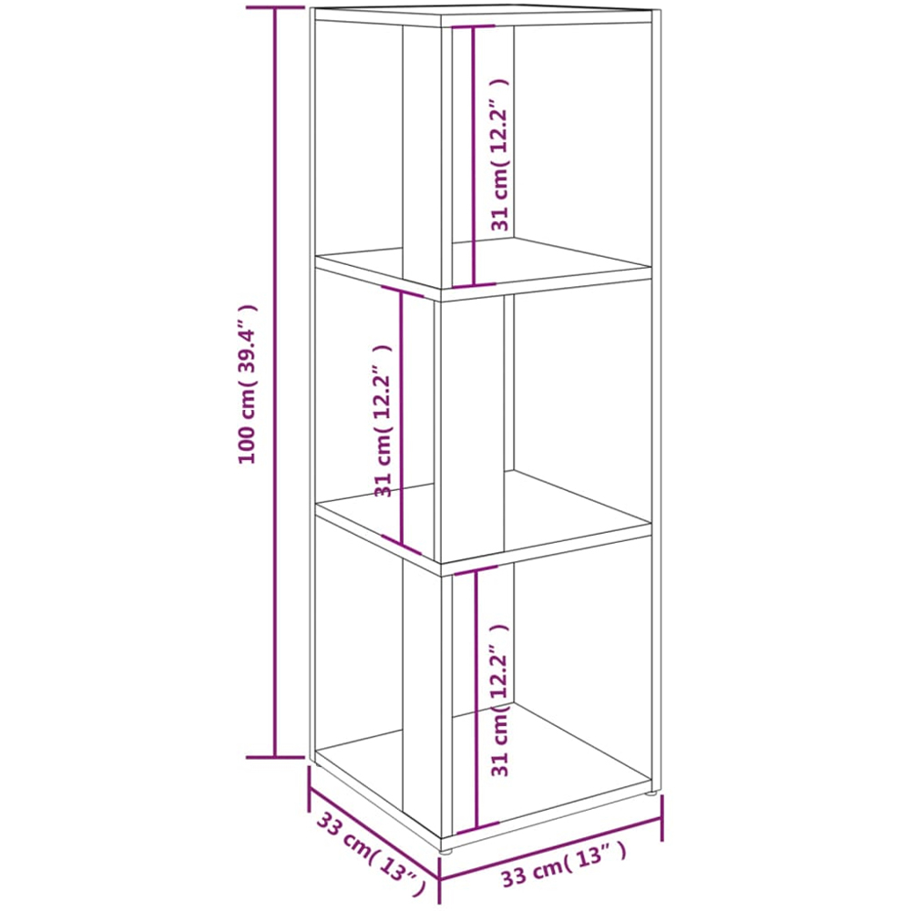 vidaXL 3 Shelf Grey Sonoma Oak Corner Cabinet Image 9