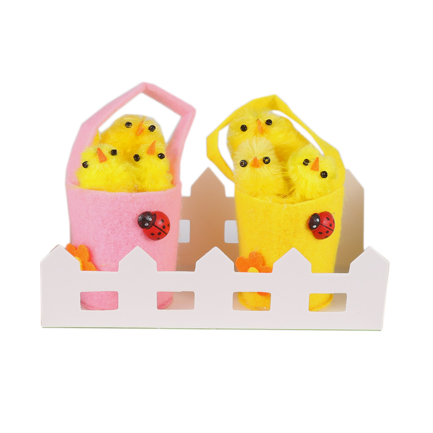 Easter Chicks In Floral Felt Basket Image 3