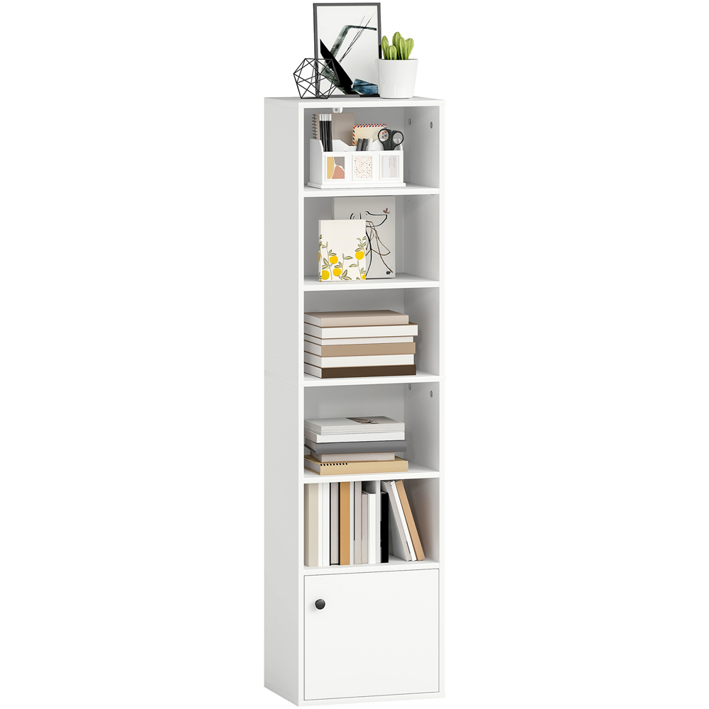 Portland 6 Shelf White Adjustable Tall Bookcase Image 2
