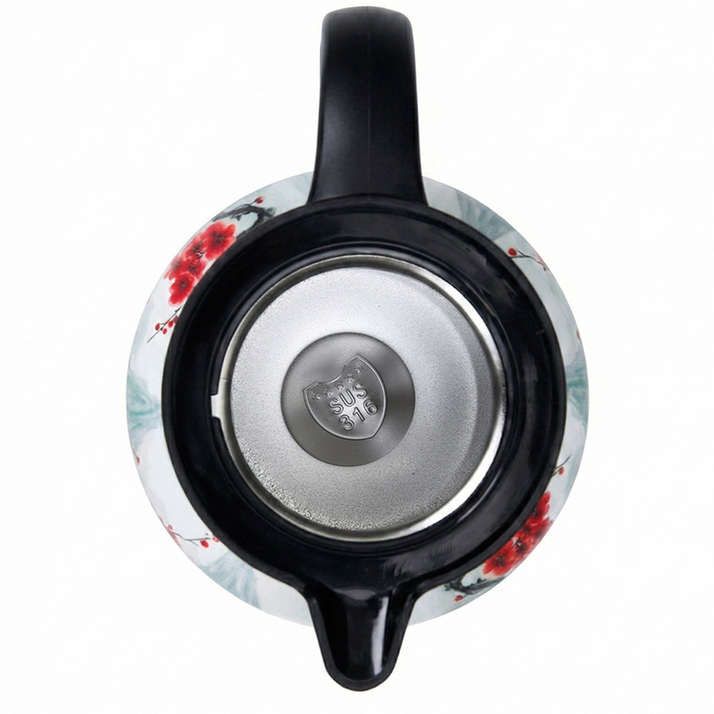 Living and Home Plum Blossom Vintage Floral Stainless Steel Thermal Teapot with Infuser 1L Image 3
