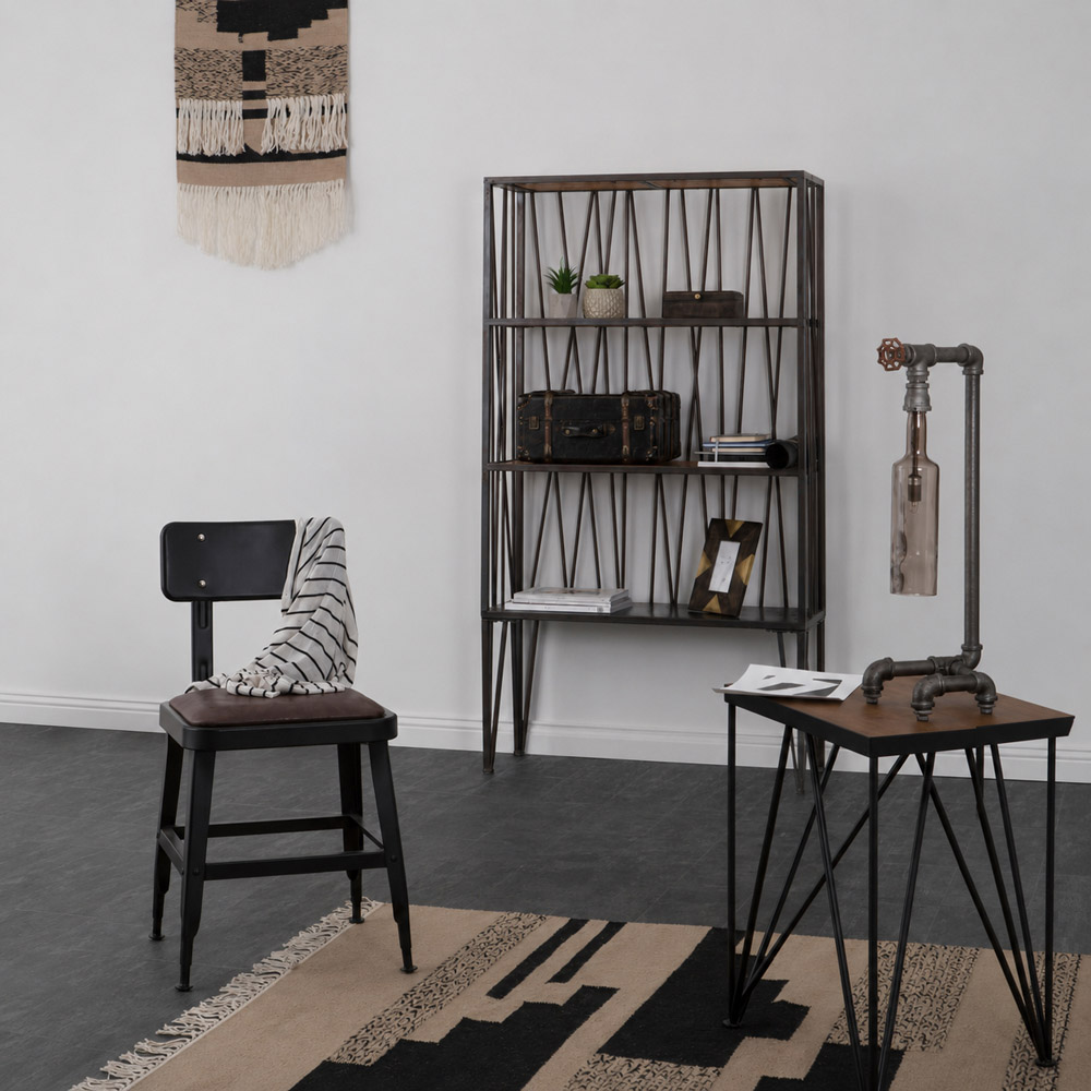 Premier Housewares New Foundry Wood and Metal Square Industrial-Style Side Table Image 4