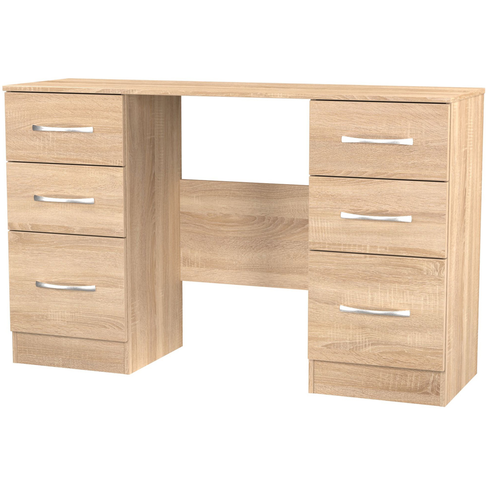 Crowndale Avon 6 Drawer Bardolino Oak Kneehole Desk Ready Assembled Image 2