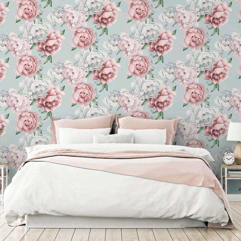 Arthouse Mixed Peonies Mint Wallpaper Image 7