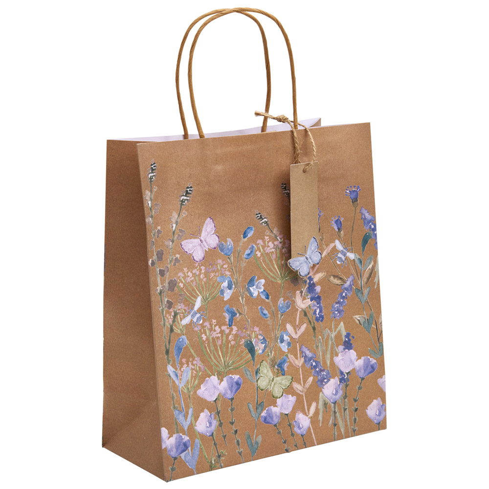 Wilko Medium Kraft Floral Giftbag Image 1