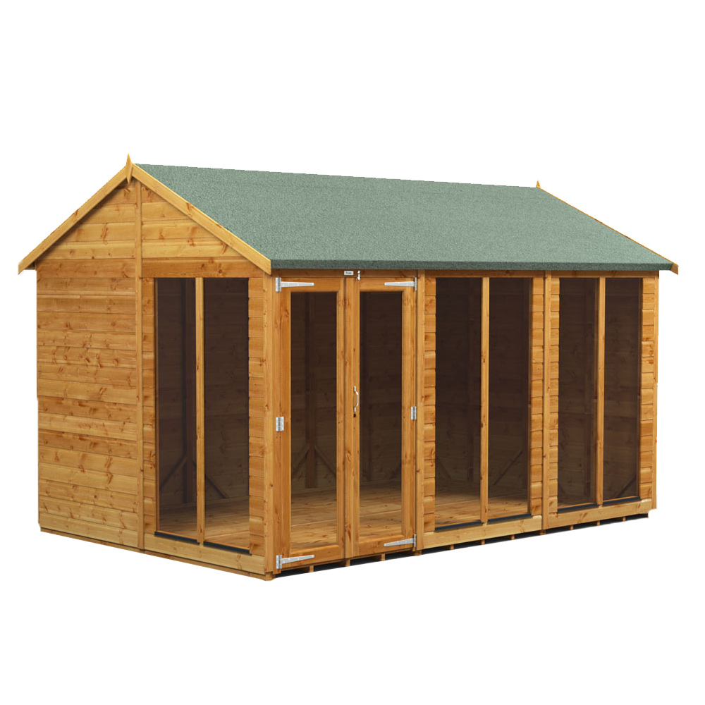 Power Sheds 12 x 8ft Double Door Apex Traditional Summerhouse Image 1