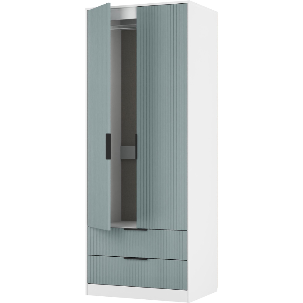 Crowndale Fluted 2 Door 2 Drawer Duck and White Matt Tall Wardrobe Ready Assembled Image 6
