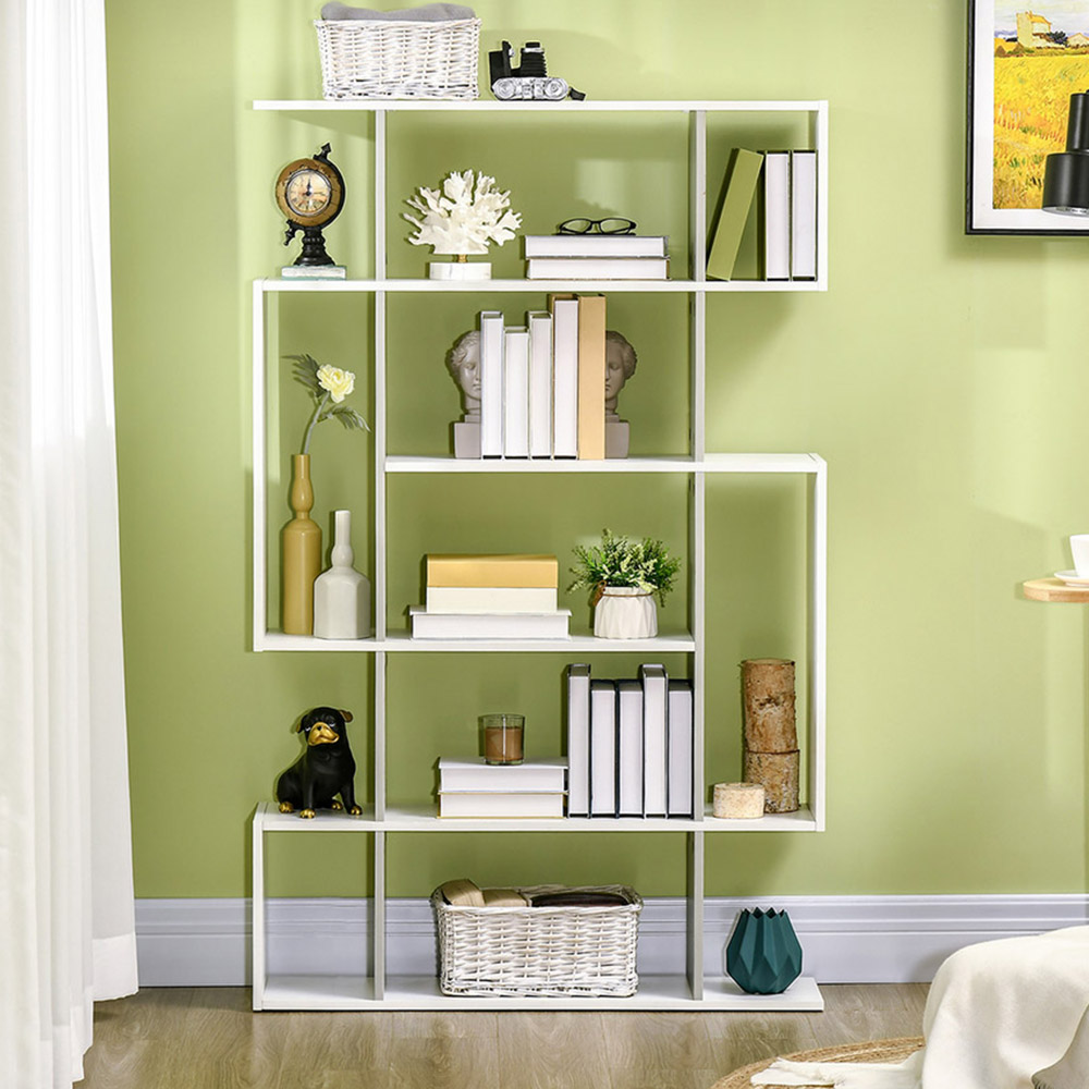 HOMCOM White 5 Shelf Office Ladder Bookshelf Image 3