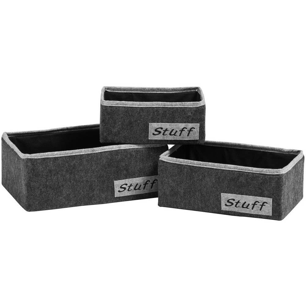 Premier Housewares Rectangular Stuff Storage Boxes 3 Pack Image 2