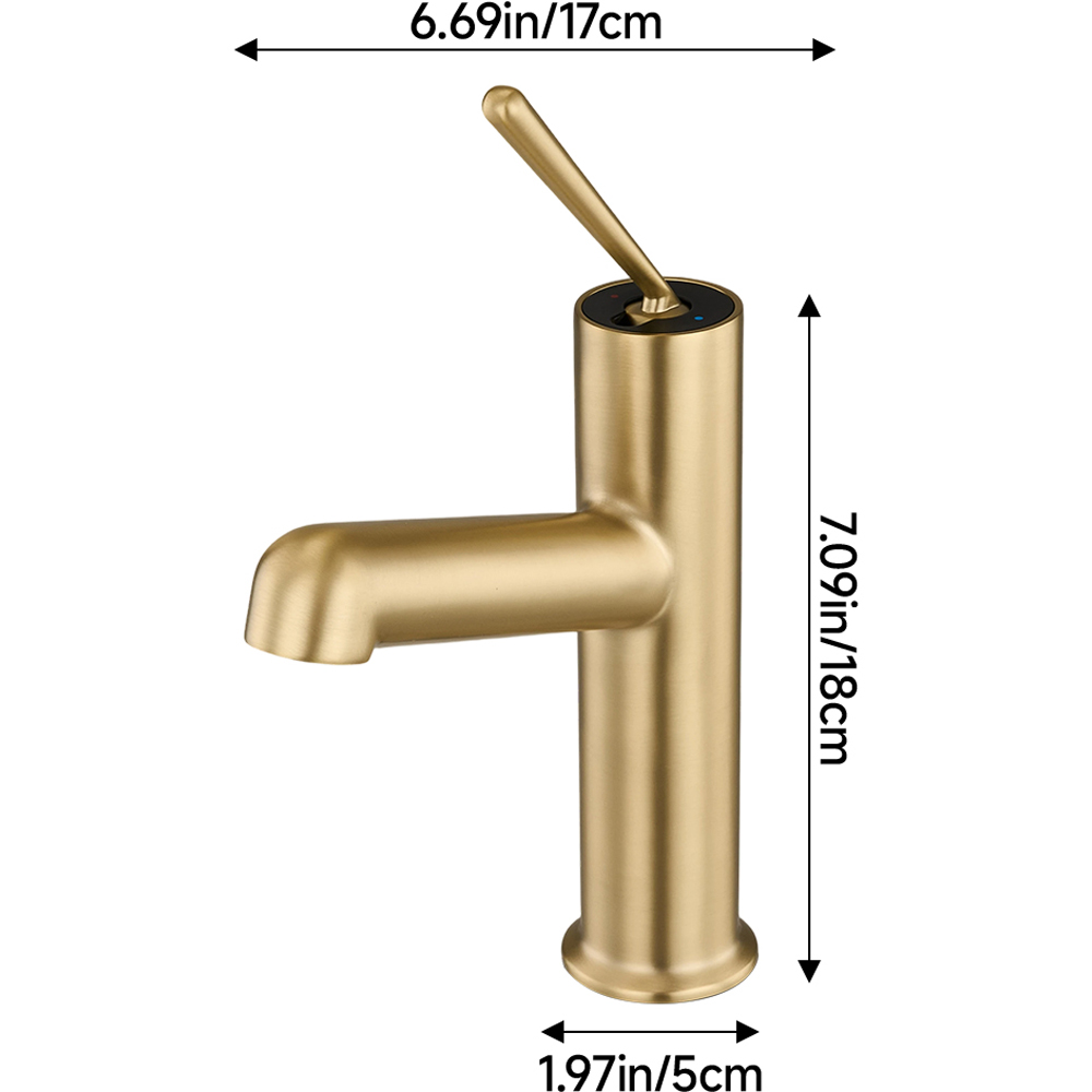 Living and Home Gold Metal Basin Mixer Tap Image 7