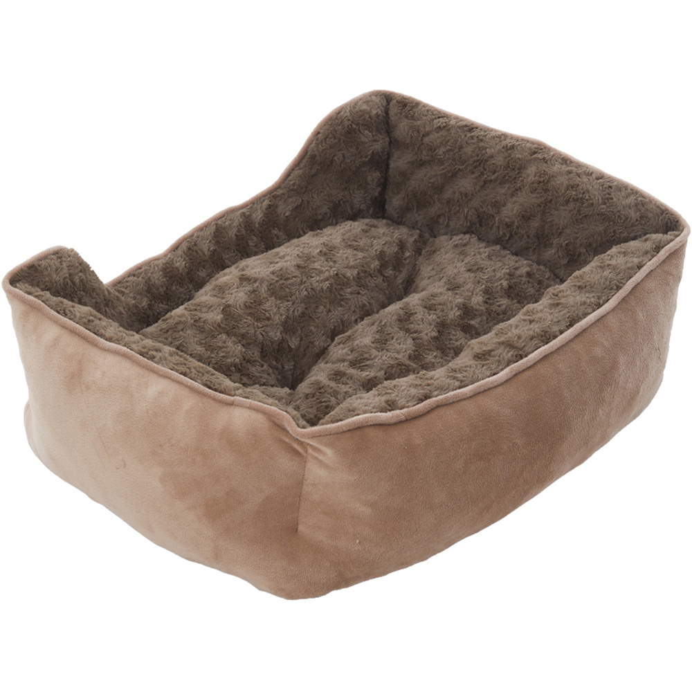 H&O Direct Khaki Soft Plush Pet Sleeping Bed 63 x 53 x 20cm Image 3