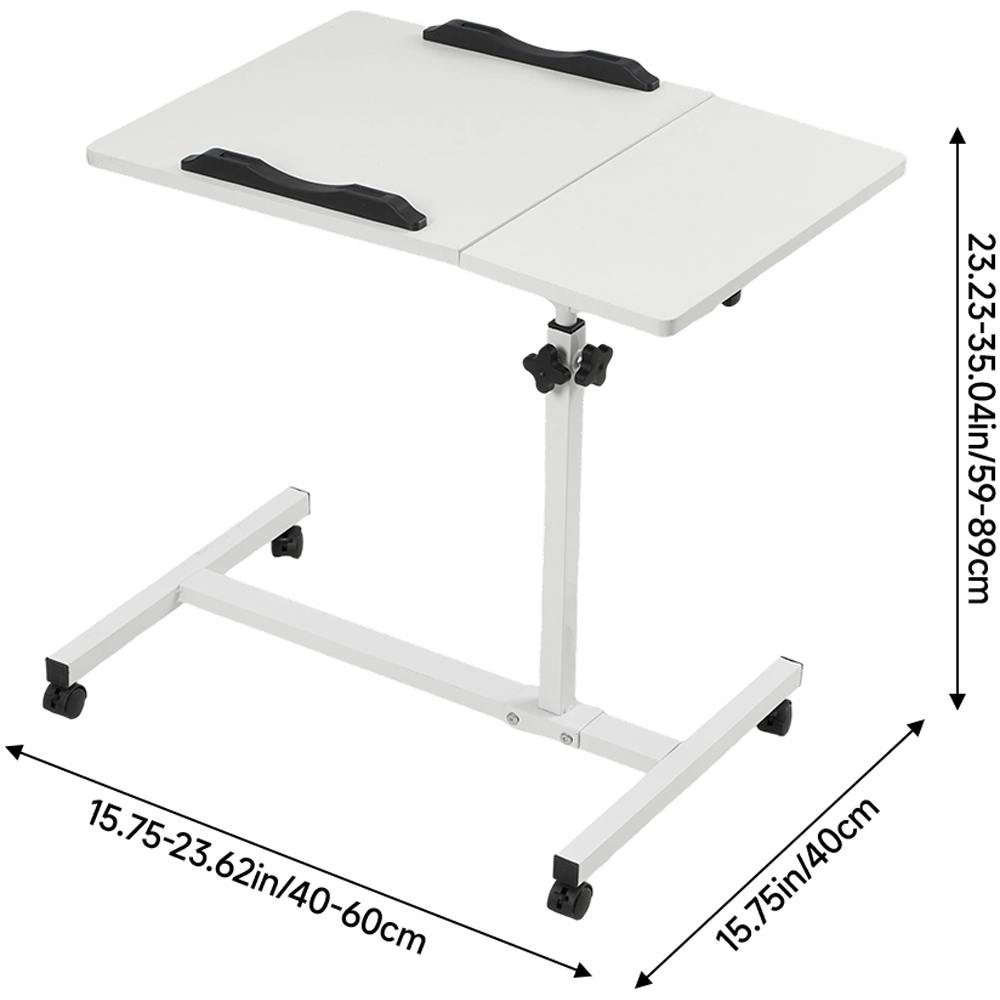 Living and Home Tilting Adjustable Laptop Desk with Castors White Image 8