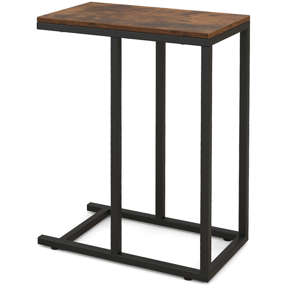 Costway Rustic Brown C Shaped End Table Image 2