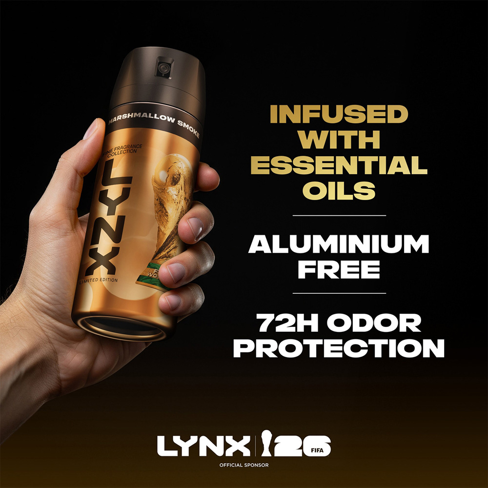 Lynx FIFA Limited Edition Fine Marshmallow Smoke Deodorant Body Spray 200ml 6 Pack Image 3