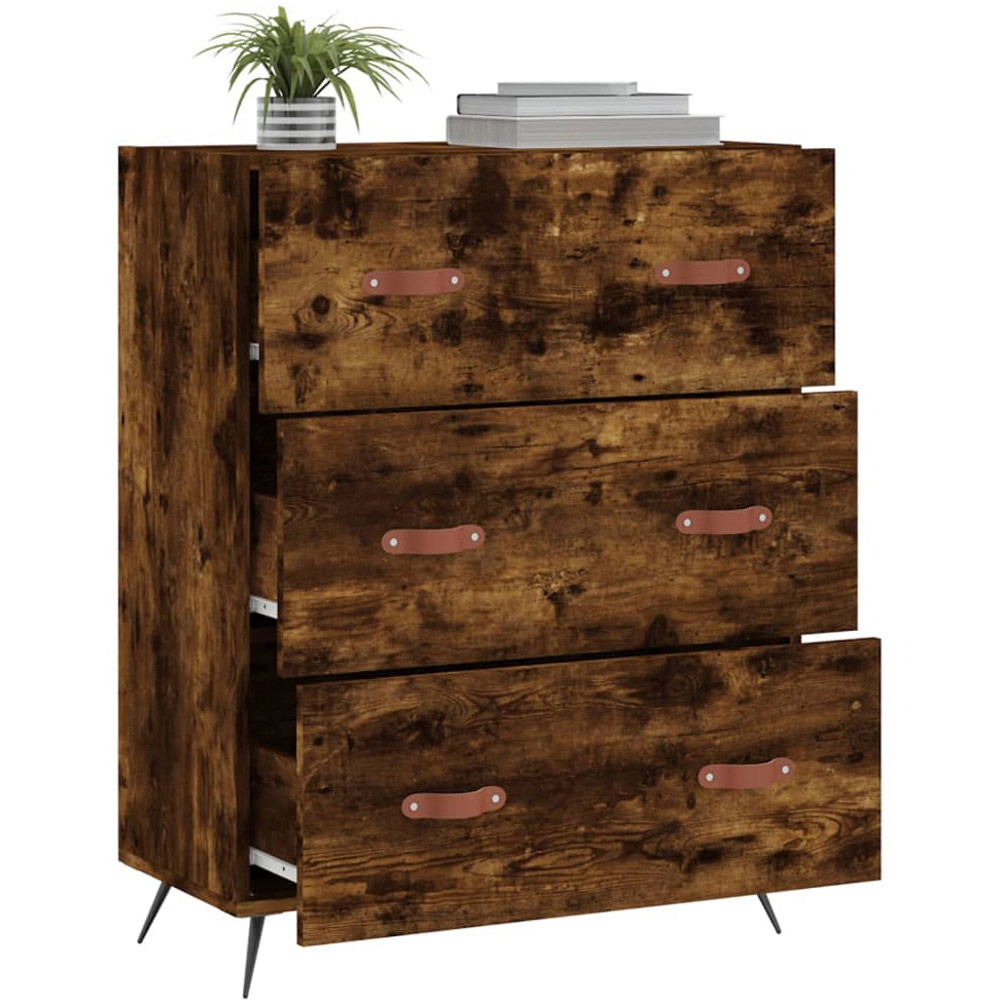 vidaXL 3 Drawer Smoked Oak Wooden Chest of Drawers Image 4