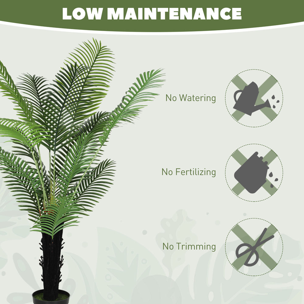 HOMCOM Areca Palm Tree Artificial Plant Pot with Flocked Soil 175cm Image 6