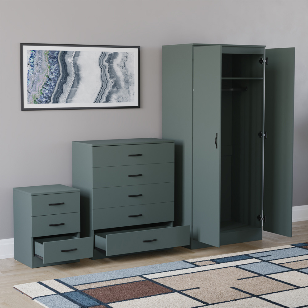VIDA DESIGNS Riano Green 3 Piece Bedroom Furniture Set Image 4