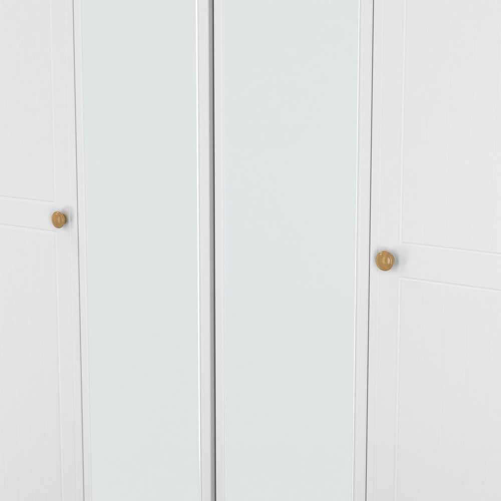 Crowndale Warwick 4 Door White Ash and Modern Oak Mirror Wardrobe Ready Assembled Image 5
