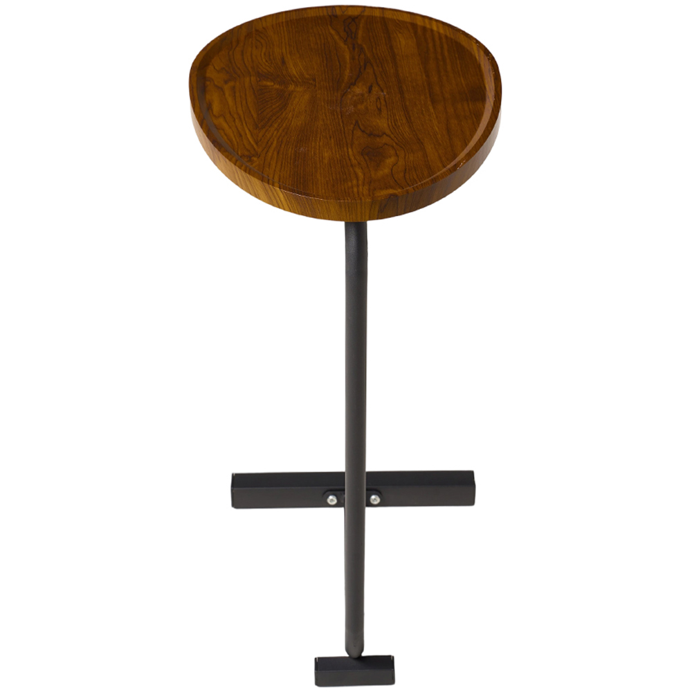 Living and Home Black and Dark Walnut C-Shape Side Table Image 4