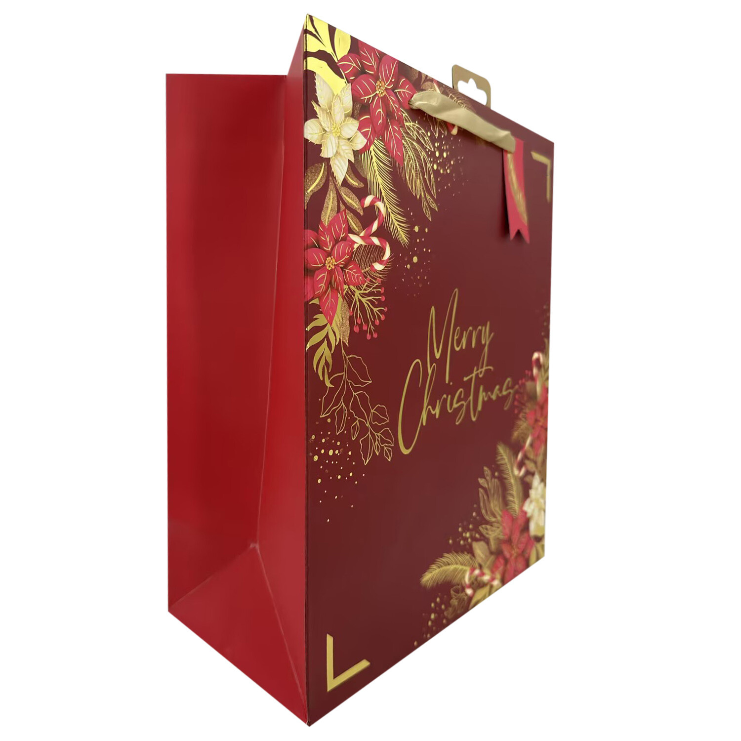 Burgundy Merry Christmas Gift Bag - Burgundy / 26.5cm Image 3
