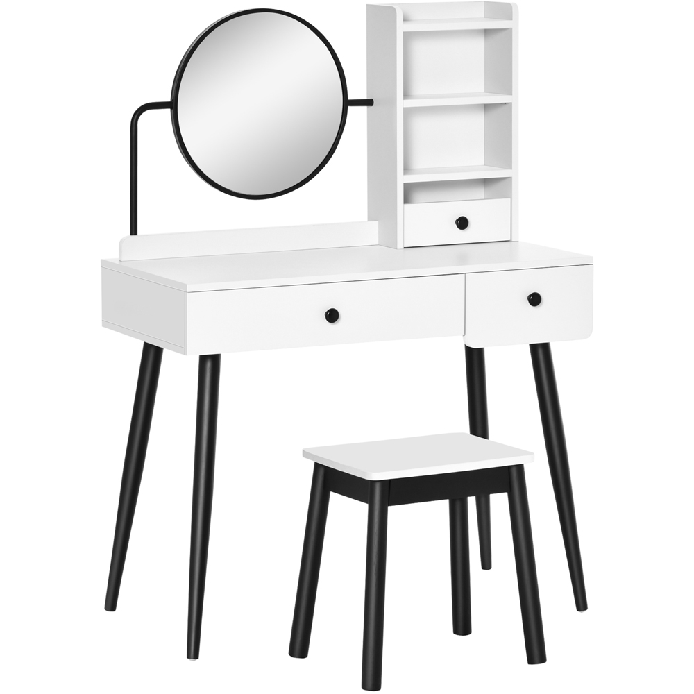 Portland White Dressing Table Set with Mirror Image 2