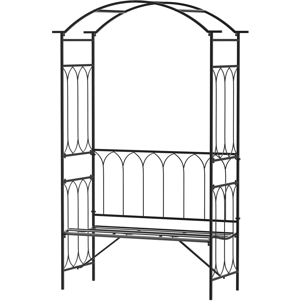 Outsunny 6.6 x 3.7ft Black Vintage Garden Arch Bench with Trellis Side Image 2