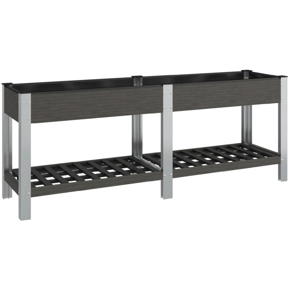 vidaXL Grey Wood Plastic Composite and Steel Raised Garden Bed with Shelf 75 x 50 x 200cm Image 1