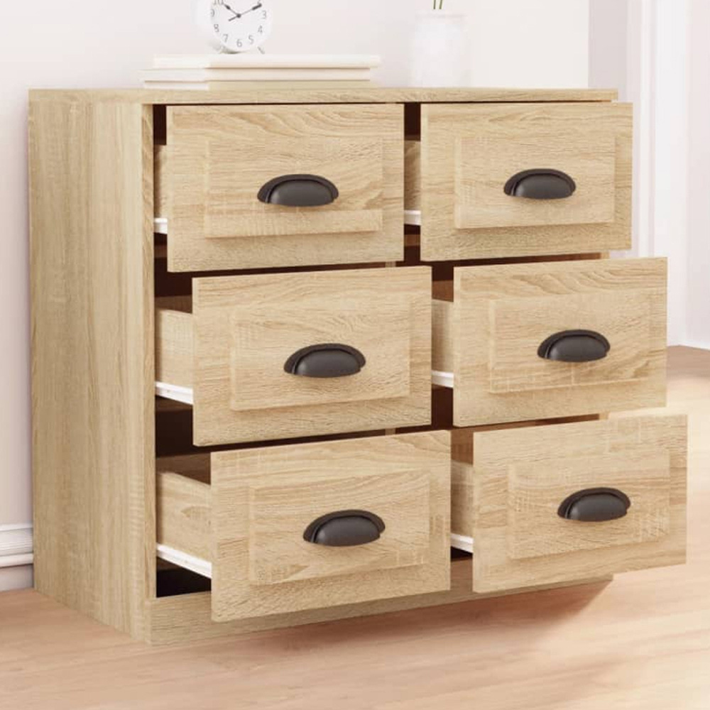 vidaXL 6 Drawer Sonoma Oak Sideboard Image 1