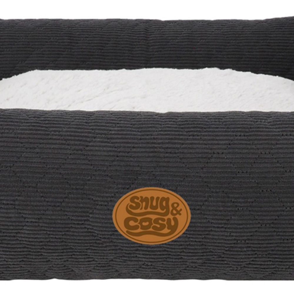 Snug & Cosy Lush XL Charcoal Rectangle Pet Bed Image 3