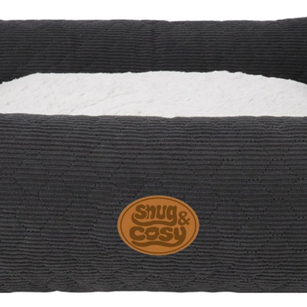 Snug & Cosy Lush Large Charcoal Rectangle Pet Bed Image 3