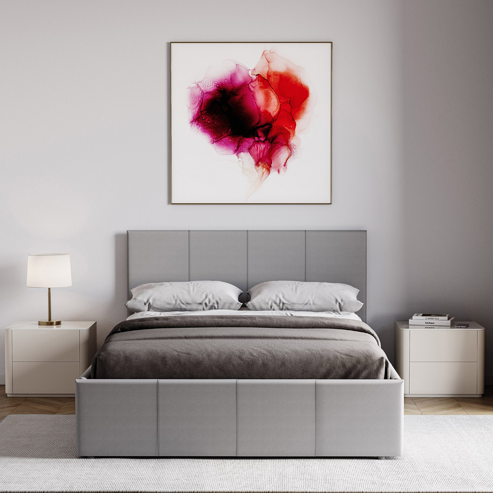 VIDA DESIGNS Lisbon Small Double Grey Faux Leather Ottoman Bed with Gel Memory Foam Mattress Image 3