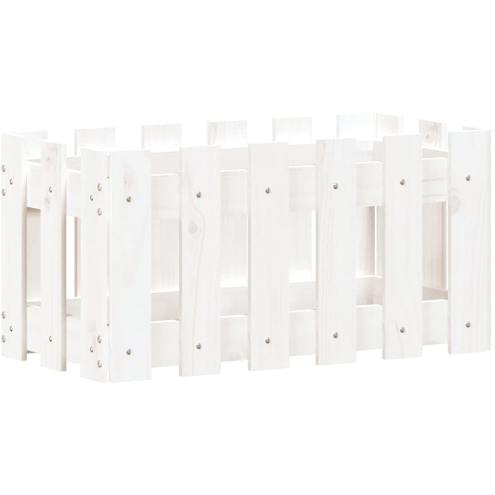 vidaXL White Solid Pine Wood Garden Planter 30 x 60 x 30cm Image 1