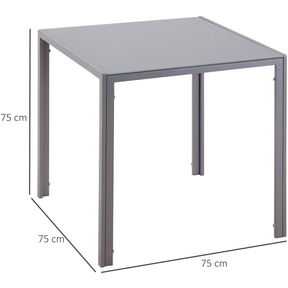 Portland 4 Seater Glass Top Square Dining Table Grey Image 7