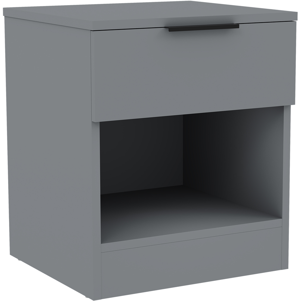 VIDA DESIGNS Terga Single Drawer Single Shelf Grey Bedside Cabinet Image 2