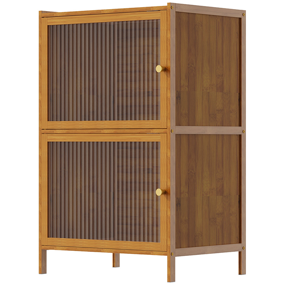 Living and Home 2 Door Wood Effect Bamboo Storage Cabinet Image 2